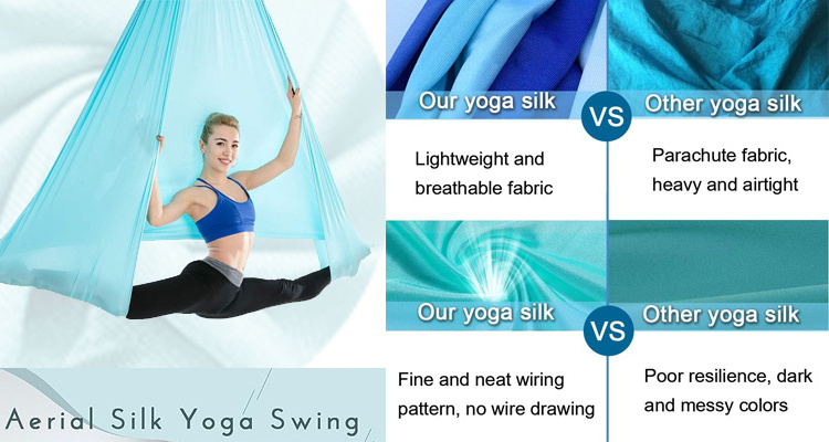 High Quality Antigravity Soft Aerial Silks Fabric Yoga Hammock Flying Yoga Swing with Extension Straps