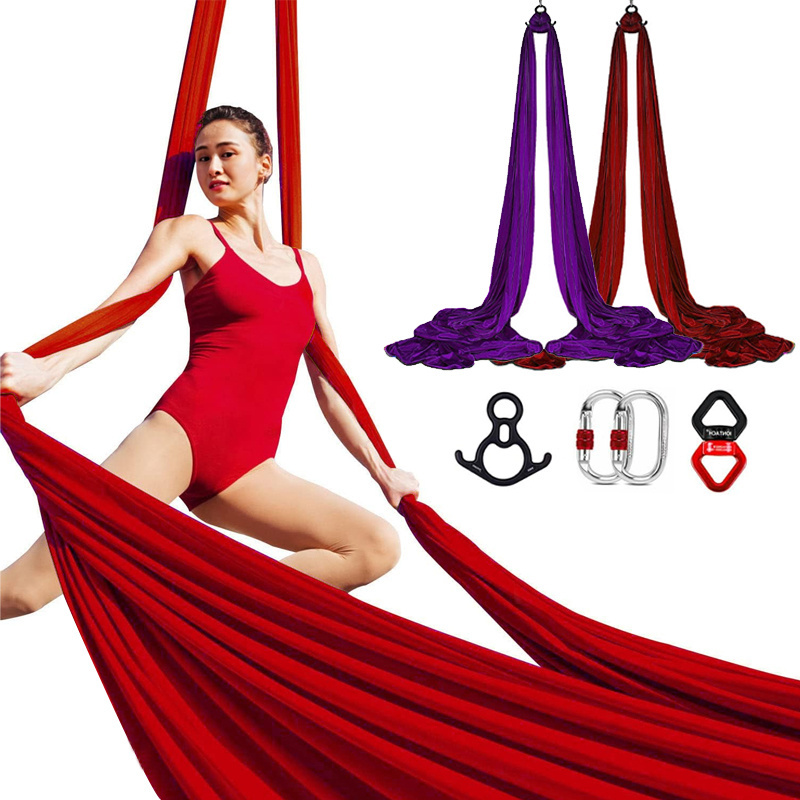 Yoga Exercise 5m 8m 10m Nylon Durable Fabric Complete Kit Aerial Silk Aerial Yoga Hammock For Beginners Yoga Swing