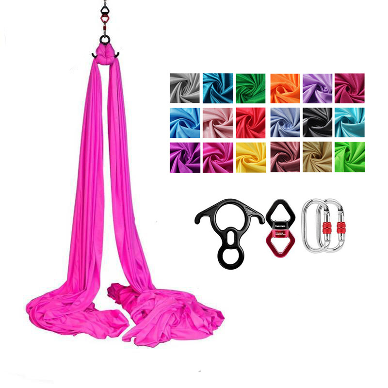 Yoga Exercise 5m 8m 10m Nylon Durable Fabric Complete Kit Aerial Silk Aerial Yoga Hammock For Beginners Yoga Swing