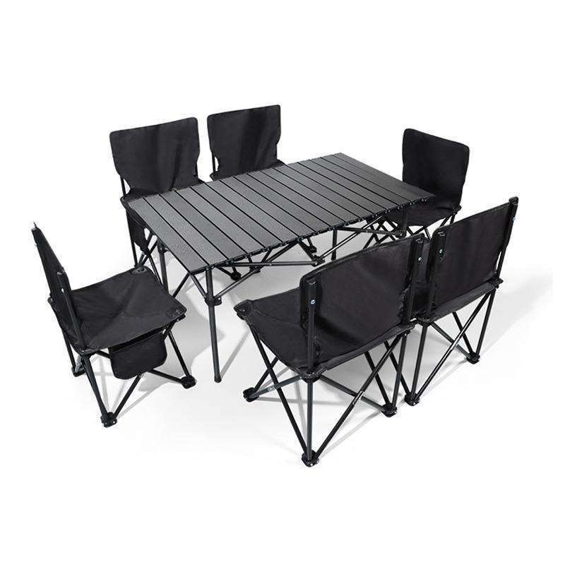 Custom Logo Outdoor Furniture Waterproof Portable Oxford Fiber Aluminum Foldable Table and Chairs Set for Camping BBQ Picnic