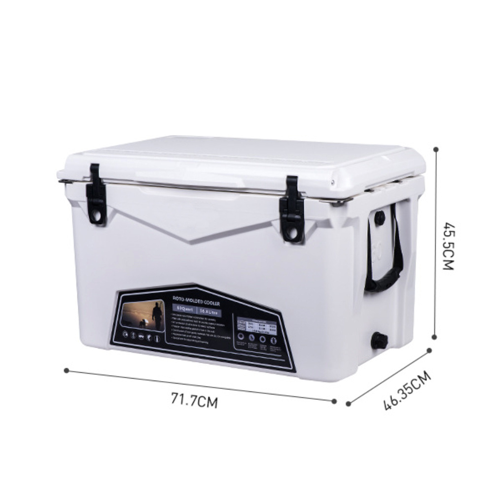 Custom 60qt LLDPE Durable Hard Drinks Cooler Box  Premium Quality Large Capacity Fish Ice Chest Insulated Cooler Box for Camping