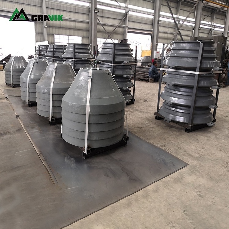 High Quality Rubblemaster Terex Cone Crusher Wear Parts Mantle Concave Bowl Liner For Sale