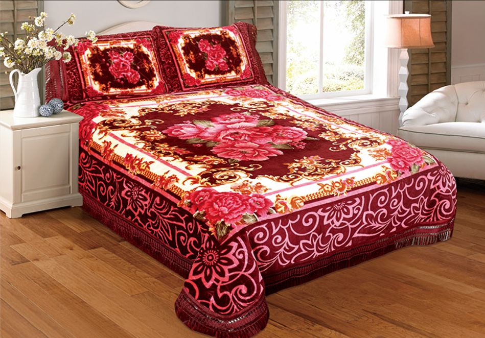 2024 Factory Wholesale Luxury Comfortable King Size Korean Mink Raschel Bed Blanket