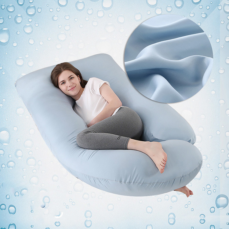 Summer Breathable U Shaped Cooling Fabric Full Pregnancy Pillow Maternity Body Pillow for Pregnant Side Sleeping