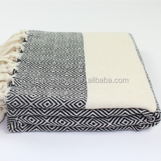 High Quality Picnic Camping Beach Tribal Throw Organic Cotton Baby Cotton Turkish Blanket With Fringe