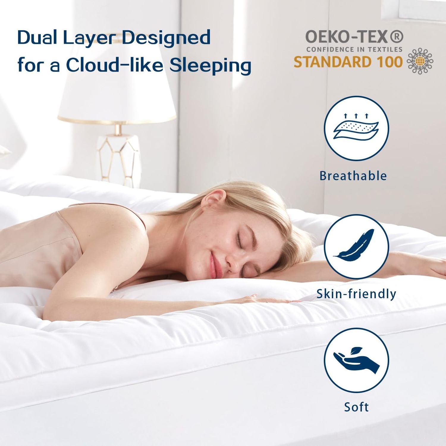 King Size Pressure Relieve Dual Layer 4 Inch Cooling Gel Memory Foam Mattress Topper with Extra Thick Pillowtop Cover