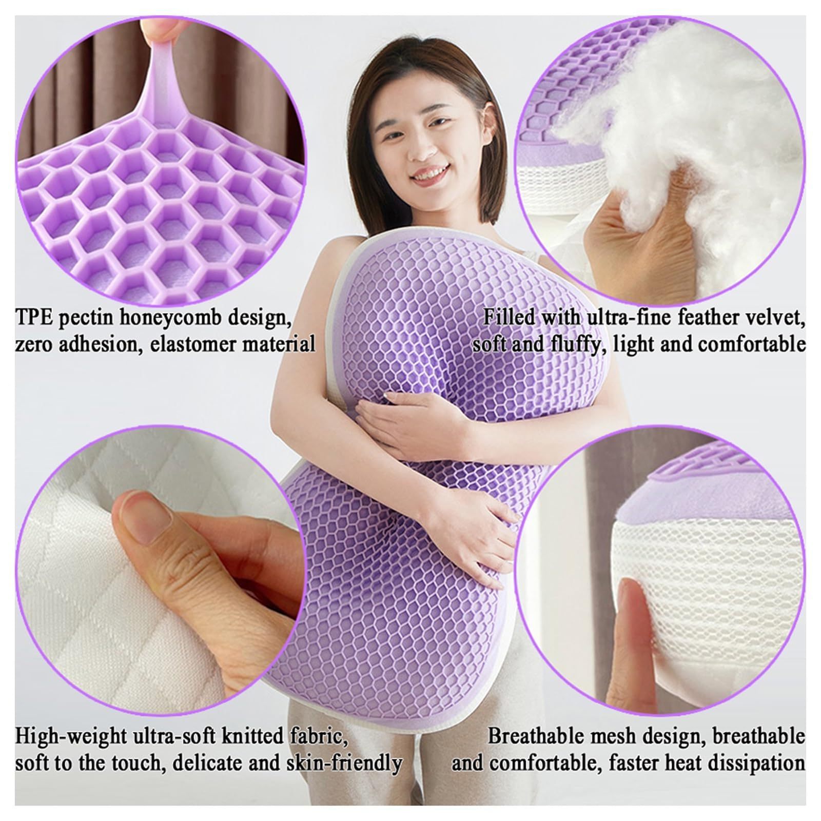 Super Ergonomic Ultra Pain Relief Gel Memory Foam Pillow Cooling Tpe Pillow with TPE Honeycomb