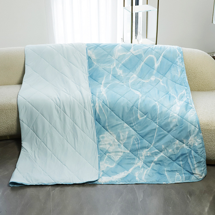 Summer Arc-chill Cooling Tech Fabric Water Wave Pattern Printed Double Side Nylon King Size Cooling Blanket for Hot Sleepers