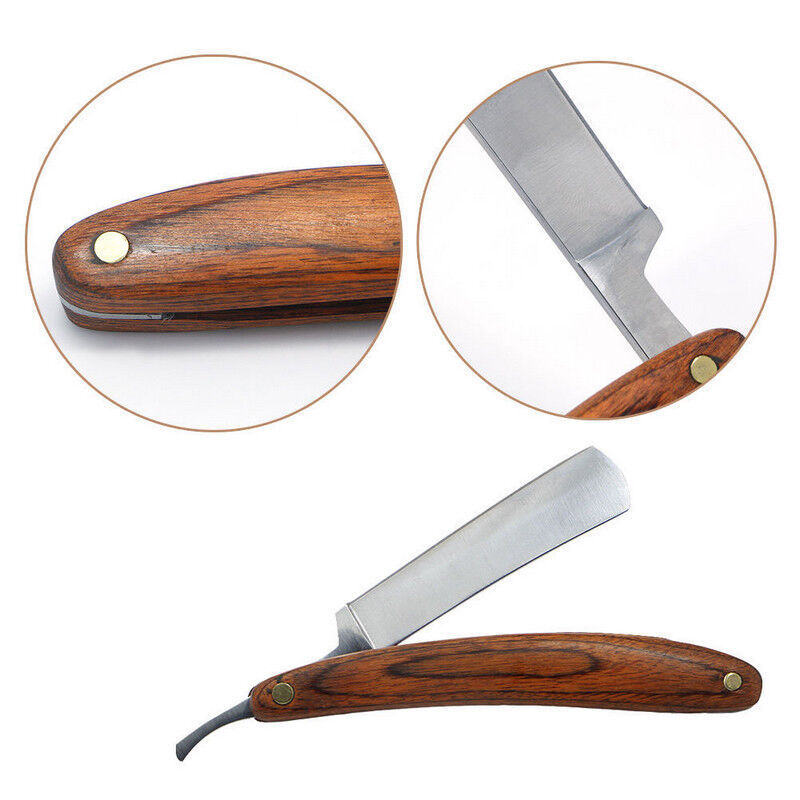 Precision Edge Stainless Steel Straight Cut Throat Shaving Razor with Wooden Handle Top Quality Men's Shaving Tool Barber Razor