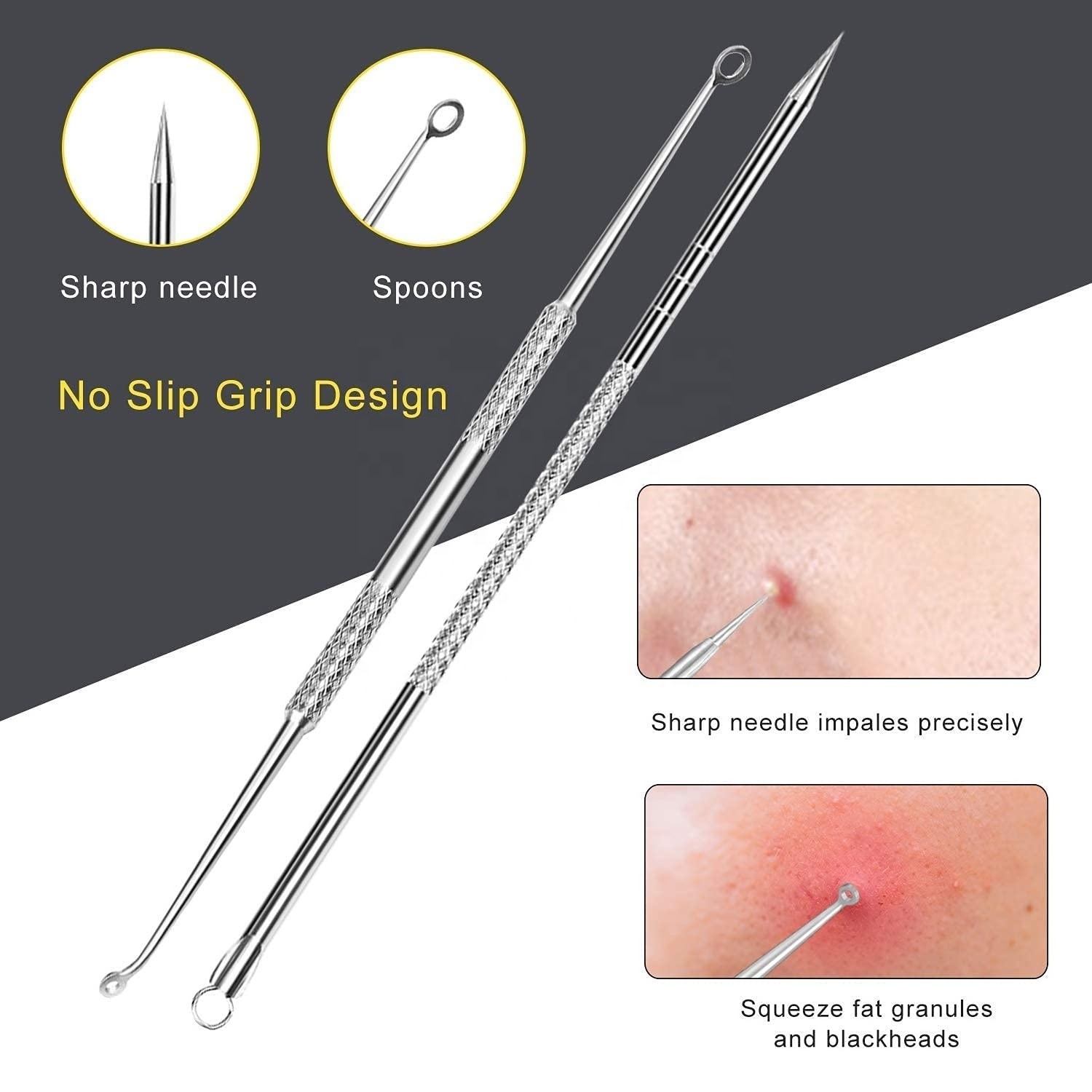 Wholesale Mastery: Stainless Steel Blackhead Remover Needle with Round & Pointed Tip Blackhead Remover By Gray Rocks