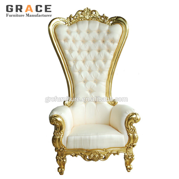 hot sale foshan wedding furniture crown royal wood gold chair