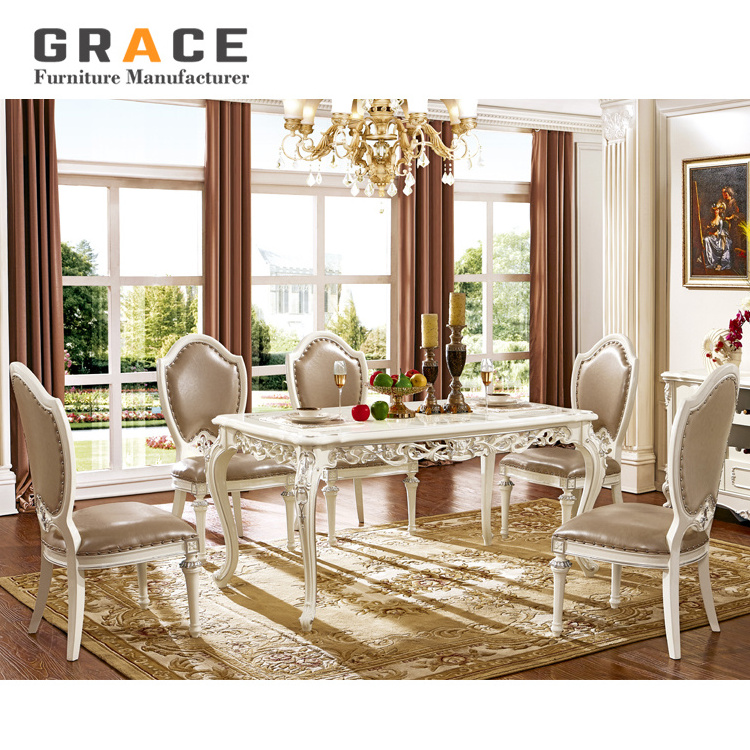 H8811W effezeta antique dining table and chairs dinner set