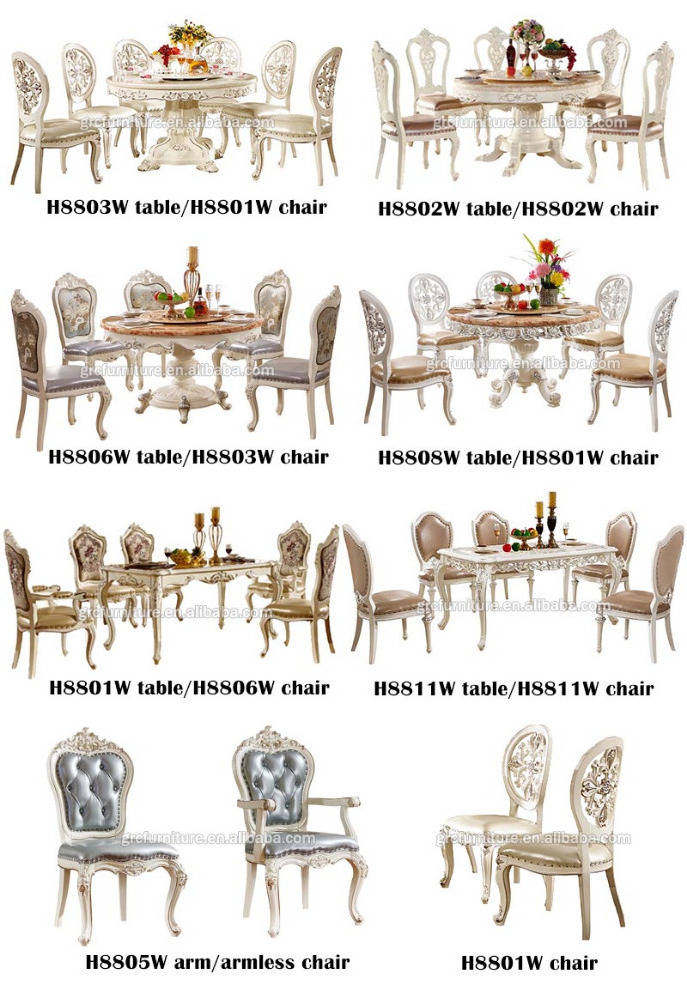 H8811W effezeta antique dining table and chairs dinner set