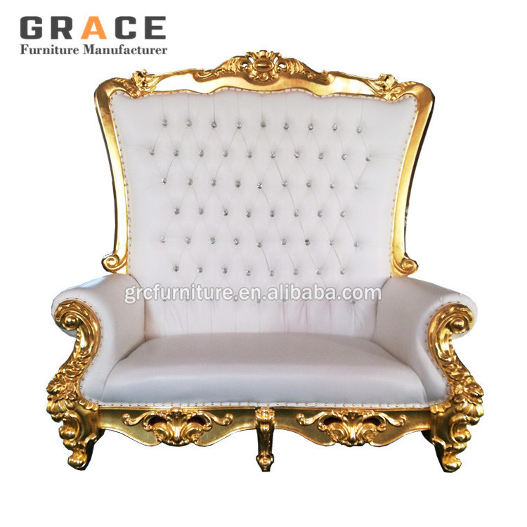 hot sale foshan wedding furniture crown royal wood gold chair