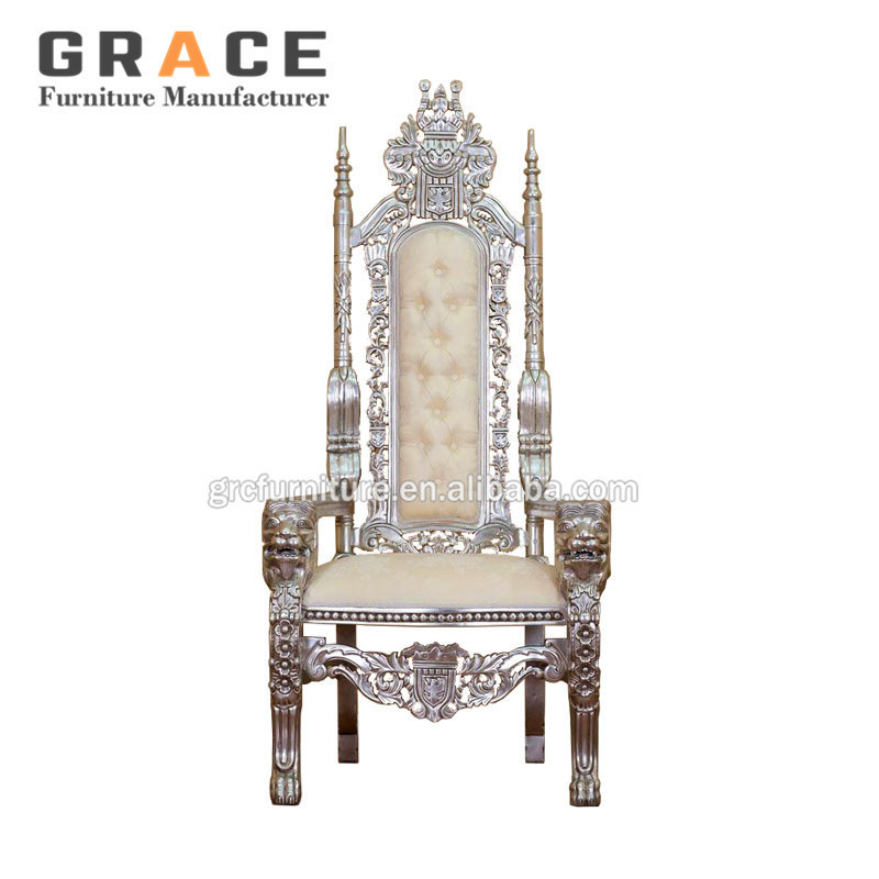 factory price luxury baroque black gold high back princess lion king throne chair for wedding