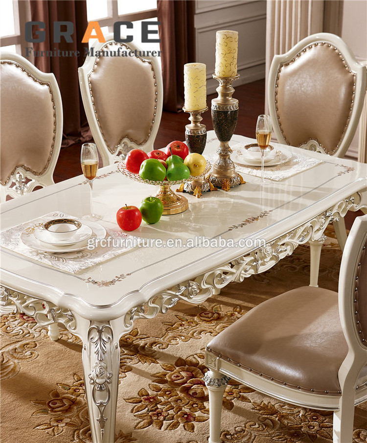 H8811W effezeta antique dining table and chairs dinner set