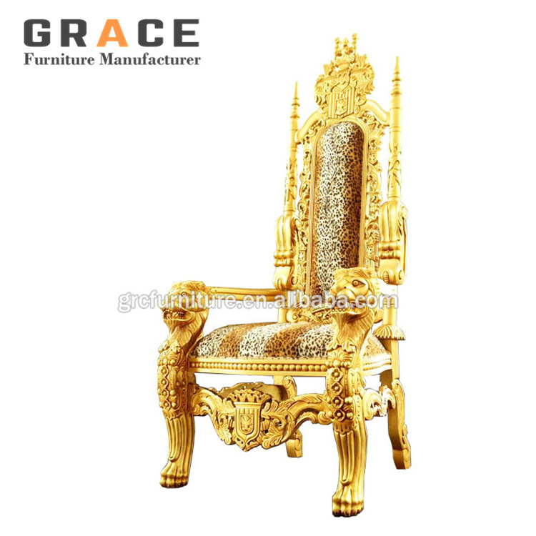 hot sale foshan wedding furniture crown royal wood gold chair