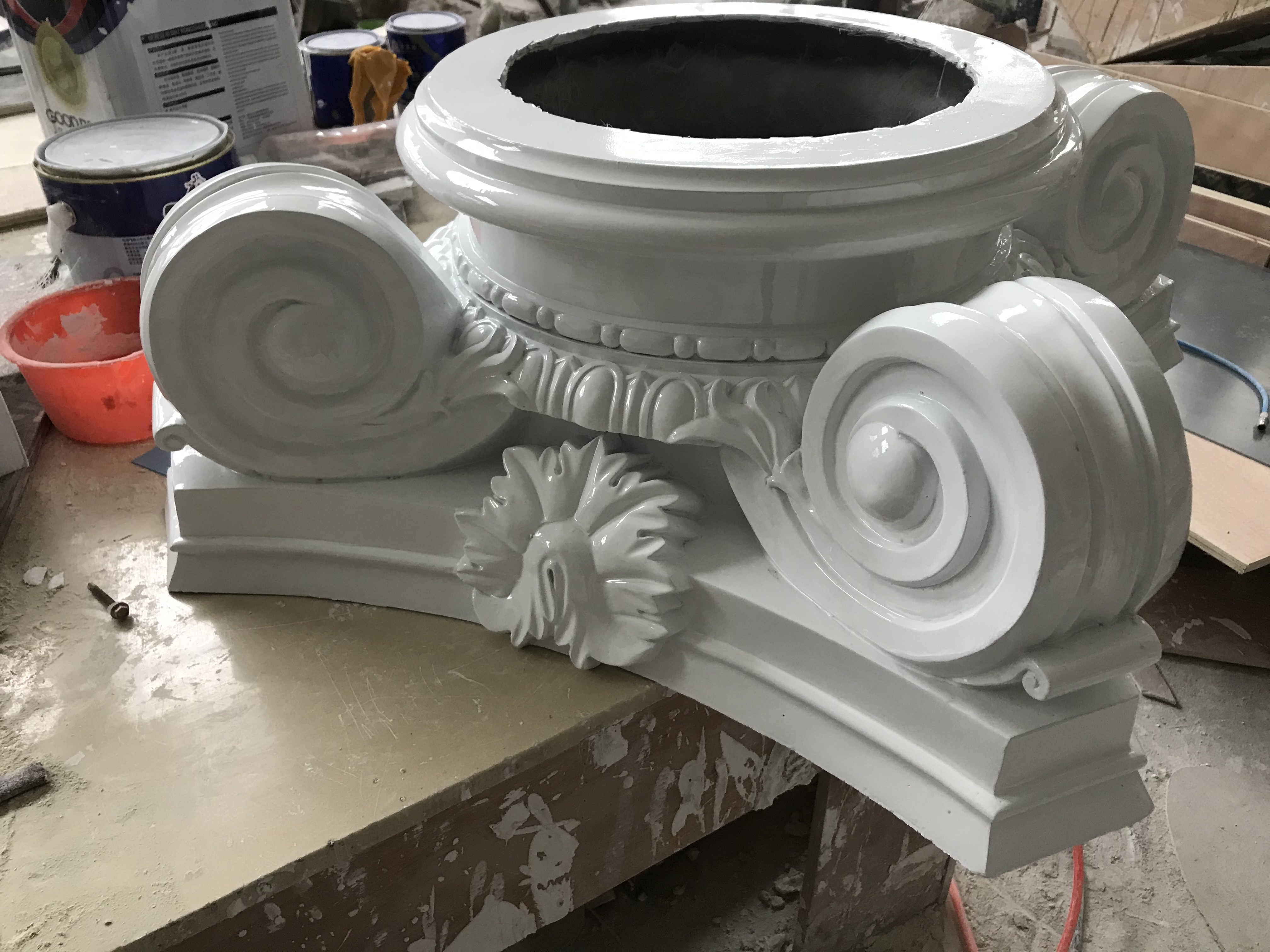 Natural Stone Finish GRC Concrete Exterior Decorative Fluted Corinthian Roman Columns Mold