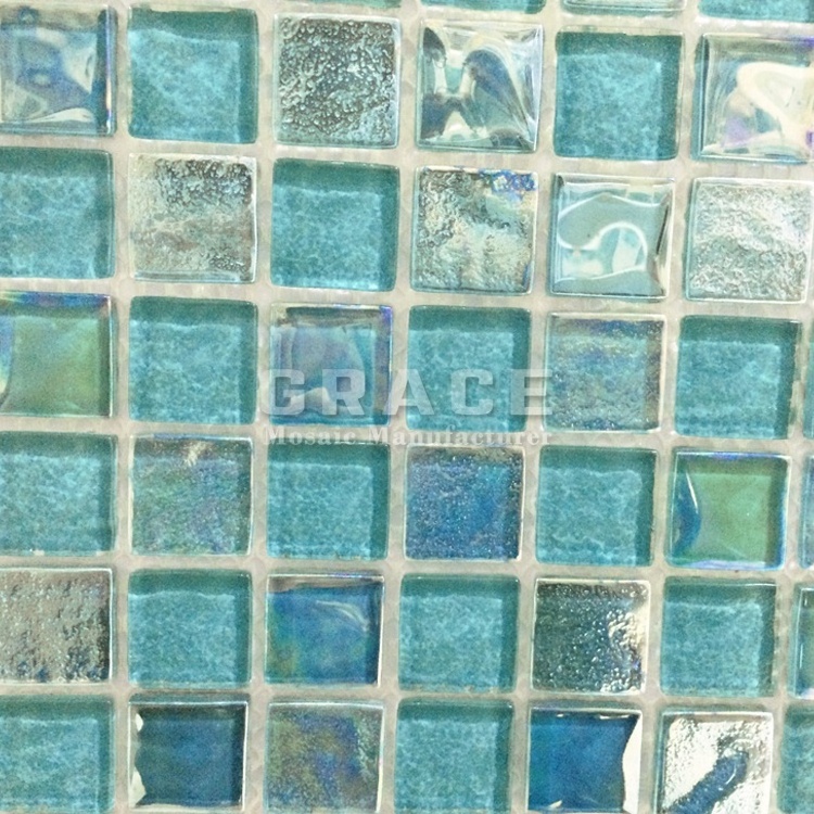 Rainbow Glass Wall Mirrors Iridescent Decor Blue Crystal Mosaic Tiles Swimming Pool Tile Backsplash