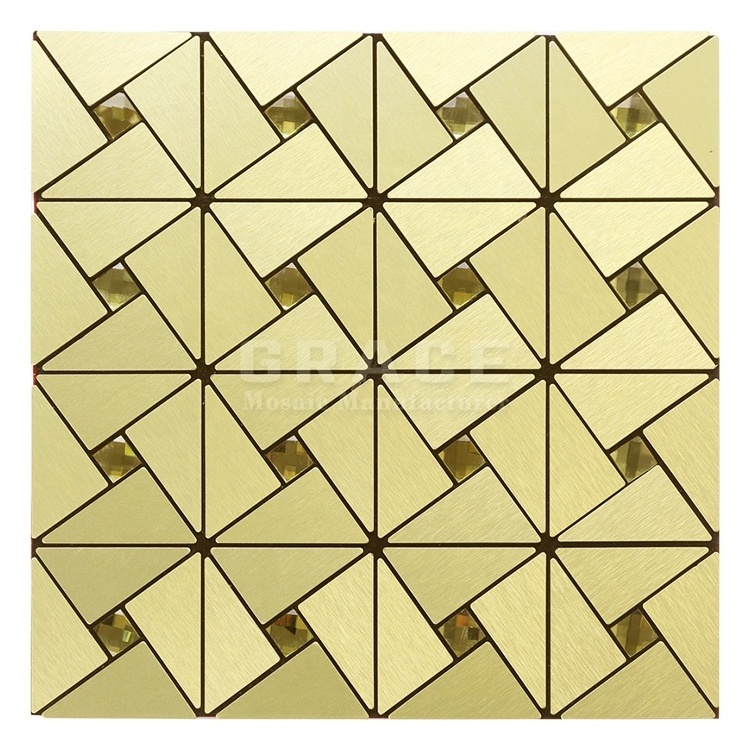 Aluminum Composite Panel Mosaic Metallic Peel And Stick Backsplash Wall Tile