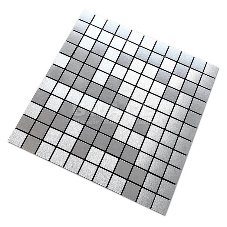 Kitchen Backsplash Brushed Silver Peel And Stick Metal Aluminium Composite Panel Mosaic