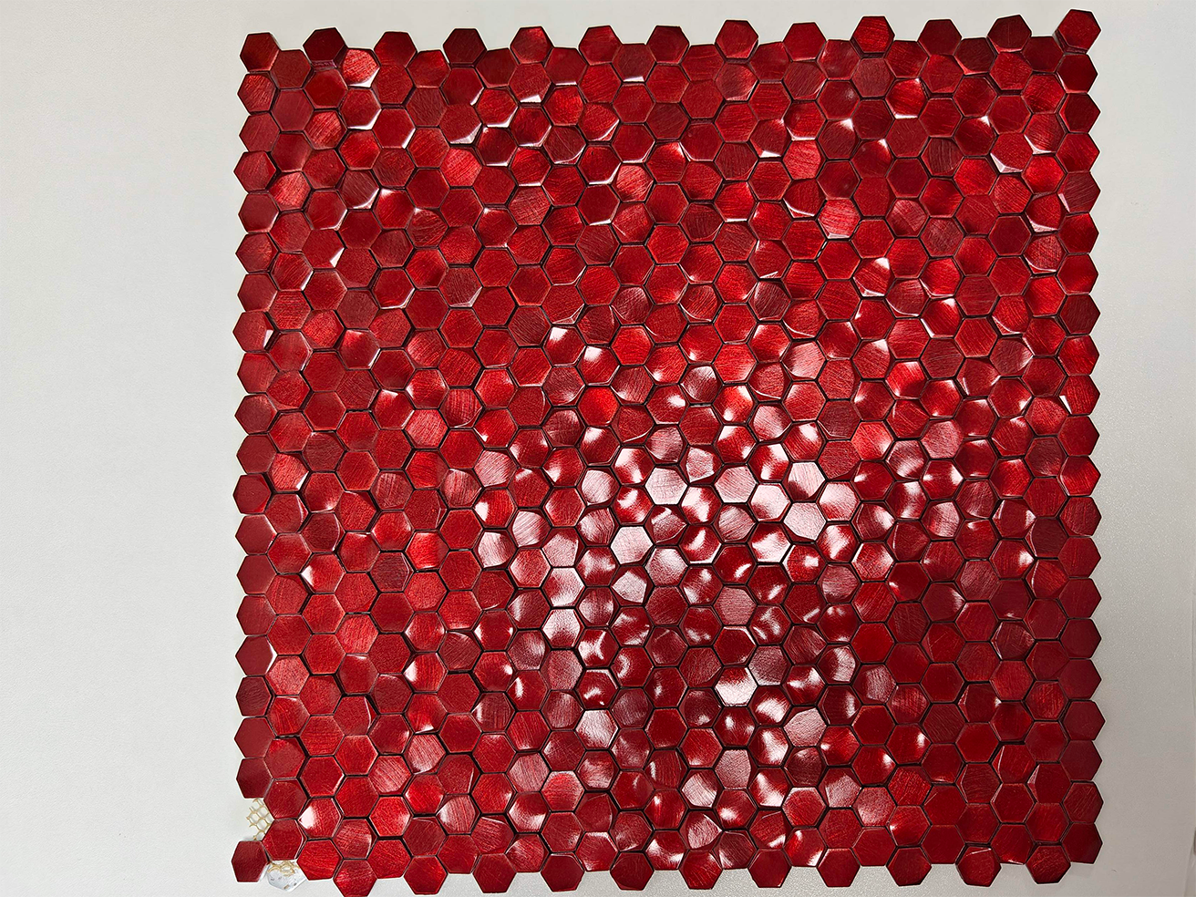 Red pomegranate Hexagon wall tiles brushed Aluminium metal mosaic for backsplash