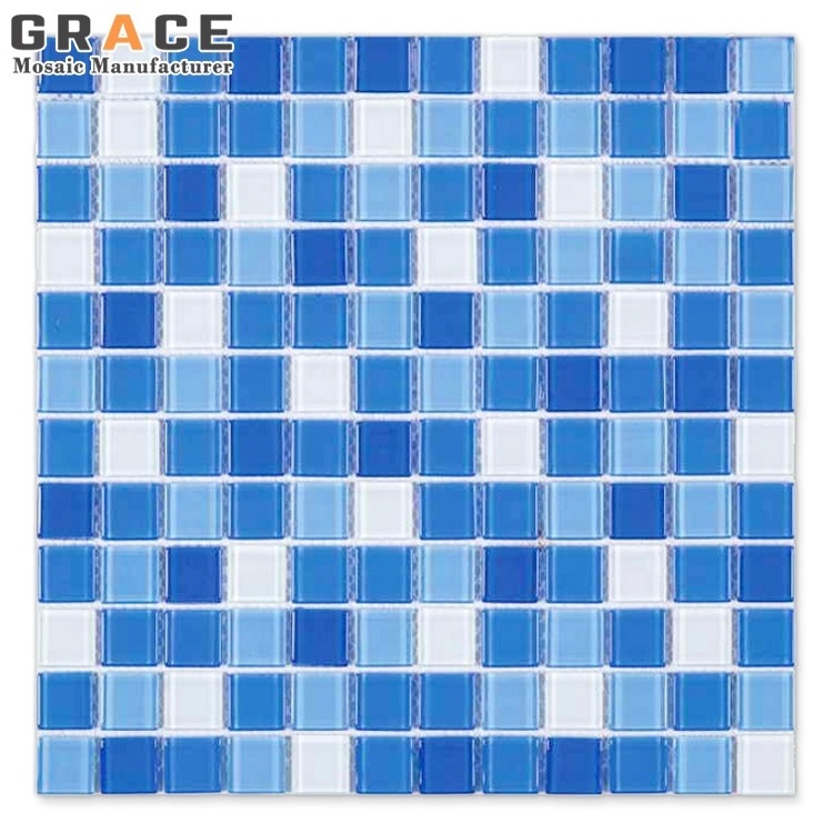 Square Pink And Purple Crystal Glass Pool Tiles Fountain Bricks Waterproof Swimming Pool Violet Mosaic Colorful  Glass Tile