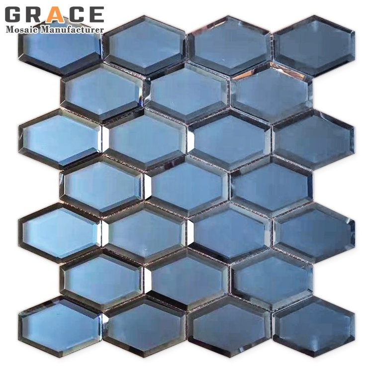 Wall Decor 3D Mosaic Facade Glass Peel And Stick Mirror Prism Tiles Block Convex Crafts Floor Tile