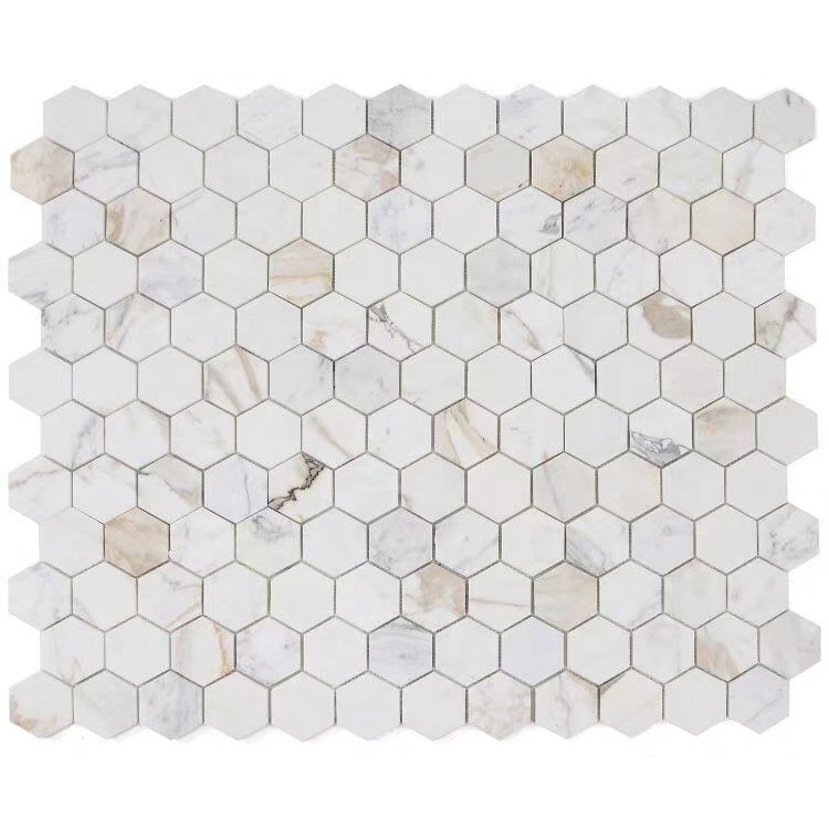 Luxury Natural Carrara Gold Marble Mosaic Hexagon White Wall And Floor  Stone Tiles