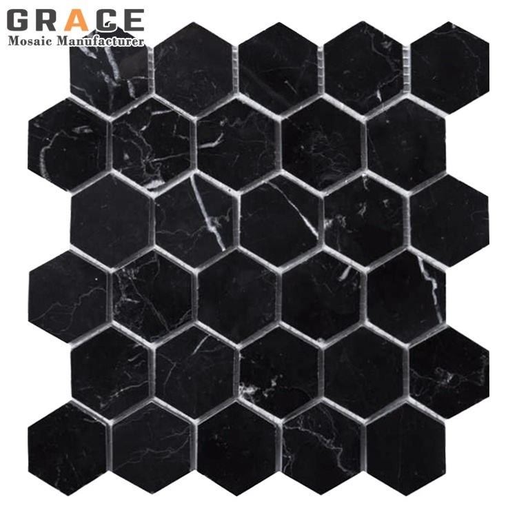 Luxury Natural Carrara Gold Marble Mosaic Hexagon White Wall And Floor  Stone Tiles