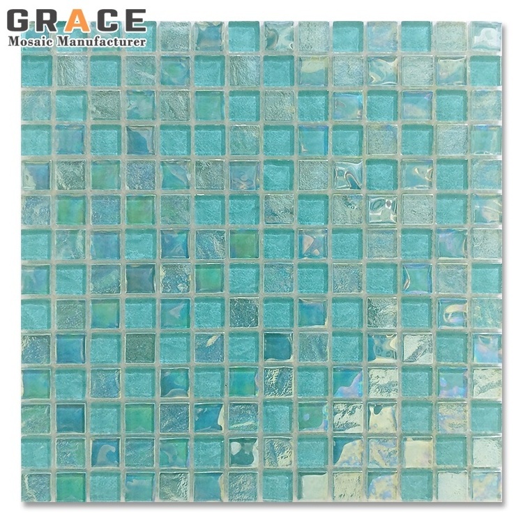 Rainbow Glass Wall Mirrors Iridescent Decor Blue Crystal Mosaic Tiles Swimming Pool Tile Backsplash