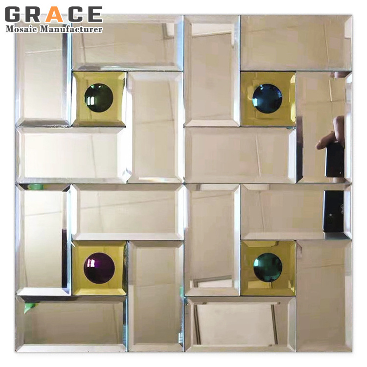 Silver Mirror Sheets Glass Mosaic Tile Wall Art Home Decor Prism Convex Backsplash Floor Mosaics