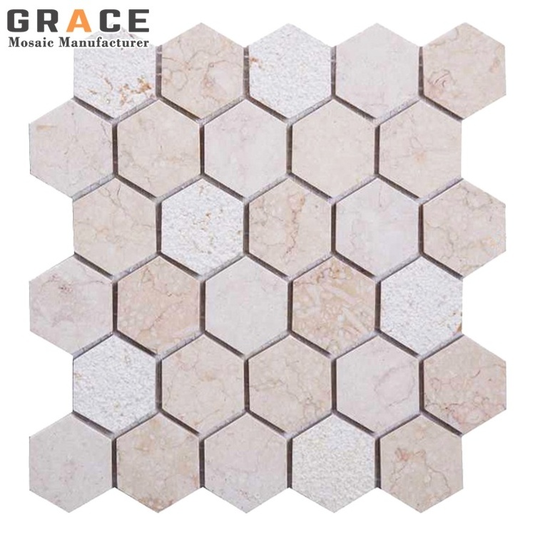 Luxury Natural Carrara Gold Marble Mosaic Hexagon White Wall And Floor  Stone Tiles