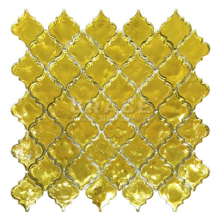 Iridescent Gold Mosaic Glass Tile Peel And Stick Backsplash Swimming Pool Tiles