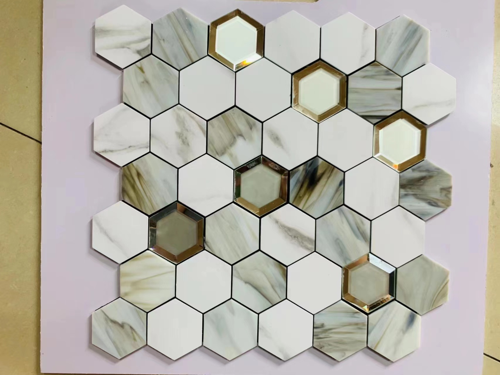 Colored Glass Aluminum-Plastic Mirror Mosaic Wall Backsplash Peel And Stick Mosaic Tile