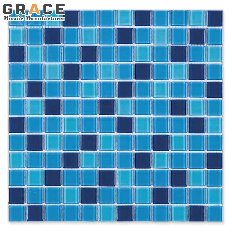 Square Pink And Purple Crystal Glass Pool Tiles Fountain Bricks Waterproof Swimming Pool Violet Mosaic Colorful  Glass Tile