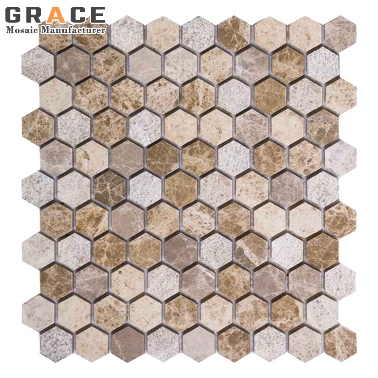 Luxury Natural Carrara Gold Marble Mosaic Hexagon White Wall And Floor  Stone Tiles