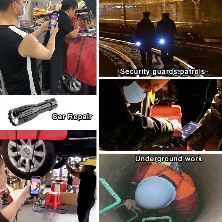 Drop shipping new arrival portable wifi  aluminum led patrol miner flashlight recorder for security