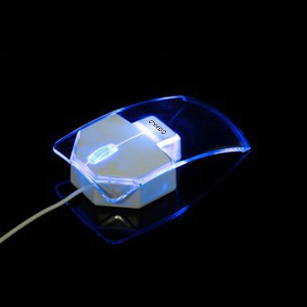 Transparent crystal 3D USB Computer Optical wired mouse with Breathable LED Light