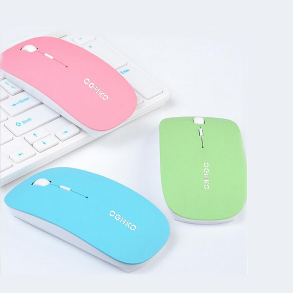 Thin colorful wireless flat computer cheap mouse for gift