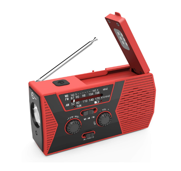 Solar Crank AM FM NOAA Weather Radio with 2000 Power Bank, Flashlight &  Reading Lamp