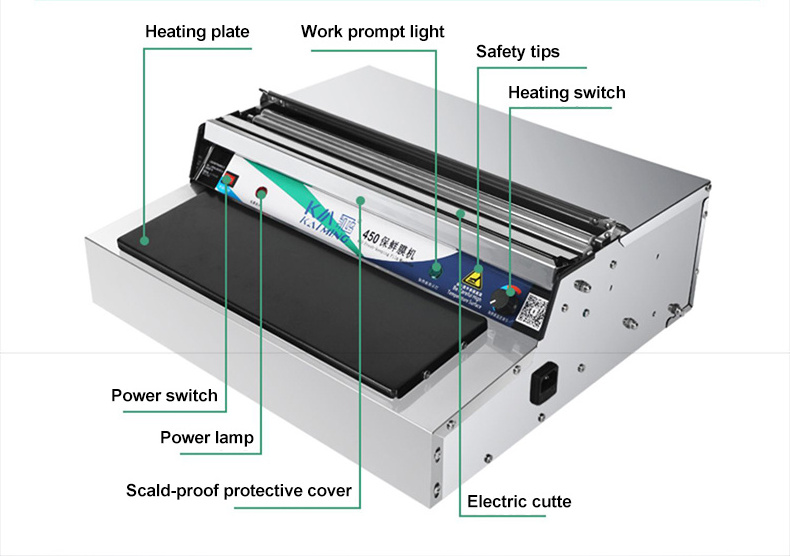 Supermarket Commercial Tool Preservative Sealing Heat Shrink Sleeve Cling Film Tray Packaging Machine For Food Preservation