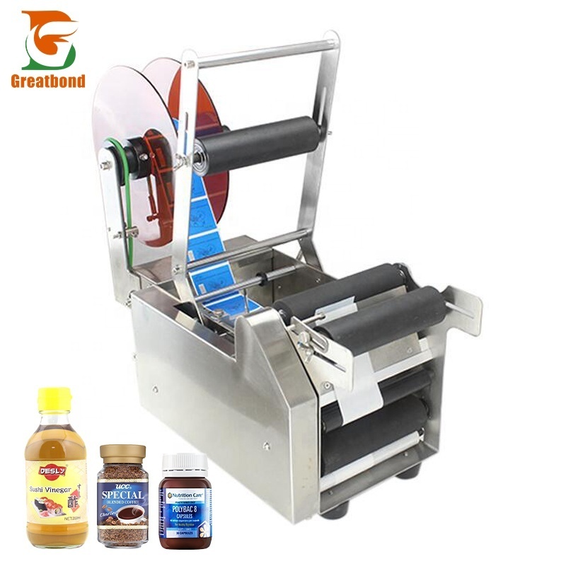 MT-50 Factory Wholesale Low Price Manual Beverage Juice Round Bottle Cans Vial Wine Sticker Glass Self-adhesive Labeling Machine