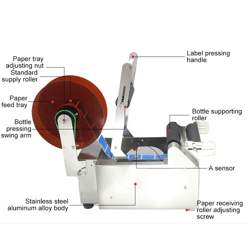 MT-50 Factory Wholesale Low Price Manual Beverage Juice Round Bottle Cans Vial Wine Sticker Glass Self-adhesive Labeling Machine