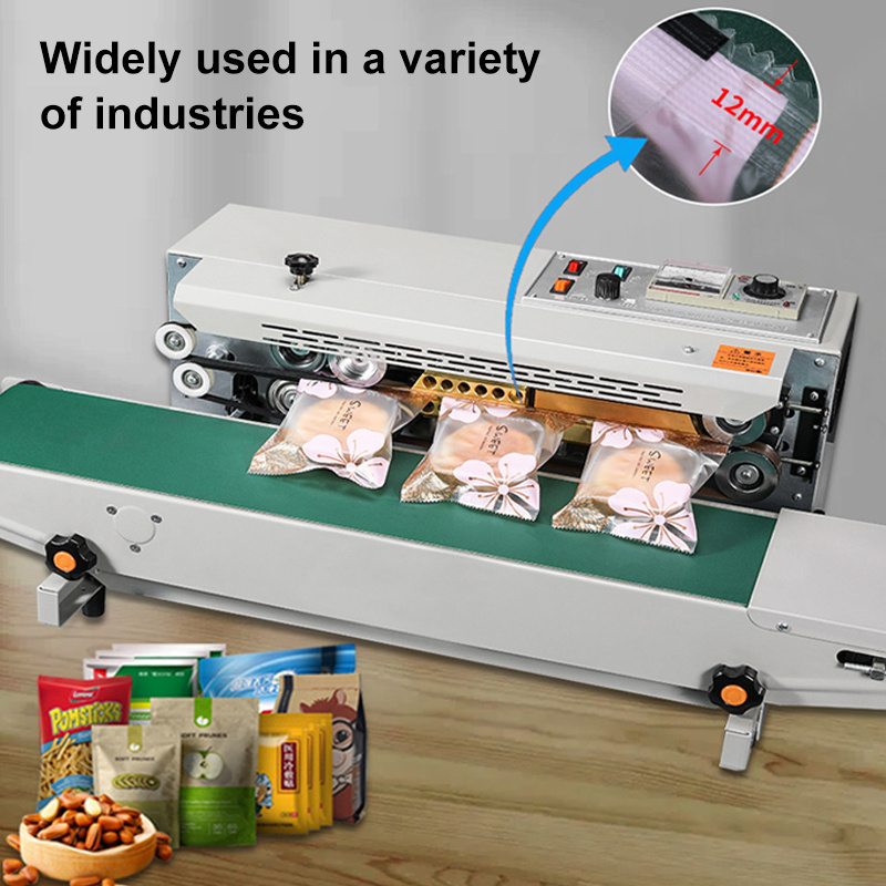 FR-900 Low Price Multi-function Foil Pouch Horizontal Plastic Bag Heat Sealer Automatic Date Printing Continuous Sealing Machine