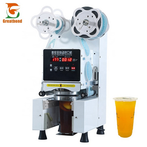 CE Automatic Small Bubble Tea Plastic/Paper Commercial Taiwan Milk Tea Boba Sealer Plastic Portable Cup Sealer Machine