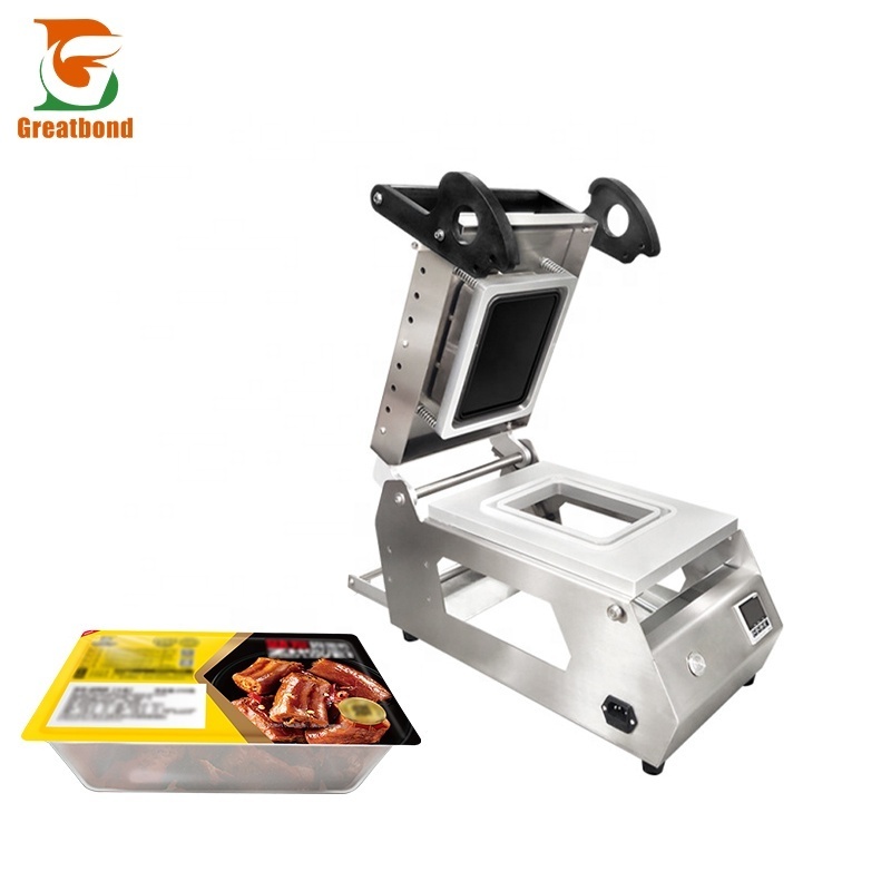 Fast Cooked Food Fruit Container Sealer Square Box Hand Pressure Manual Aluminum Foil Tray Sealing Packaging Machine