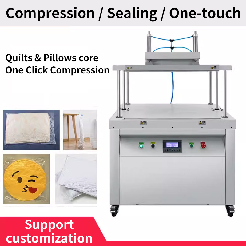 600YS Factory Outlet Automatic Pillow Quilts Air Compression Commercial Plastic Sealing Vacuum Packaging Machine With Work Table