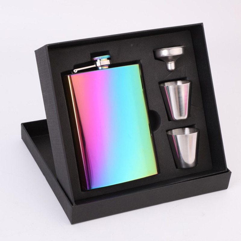 6oz 304 Stainless Steel Whisky Hip Flask with Shot Glass Cup Funnel Metal Body Box Packing Drinking Alcohol Christmas Gift