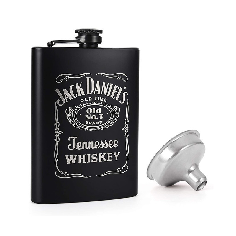 Custom Brand Portable Luxury stainless steel 8oz hip flask Matte Black whisky flask